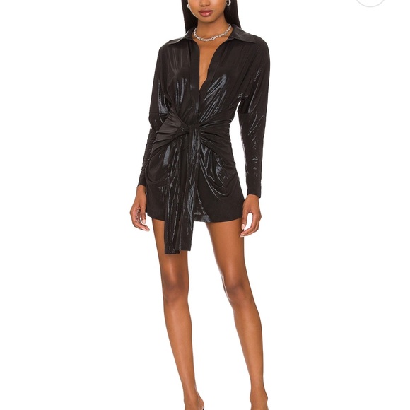 Norma Kamali Shiny Black Mini Dress - Picture 1 of 1